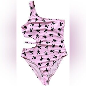 Playboy Baby Pink and Black Logo one-piece monokini swimsuit